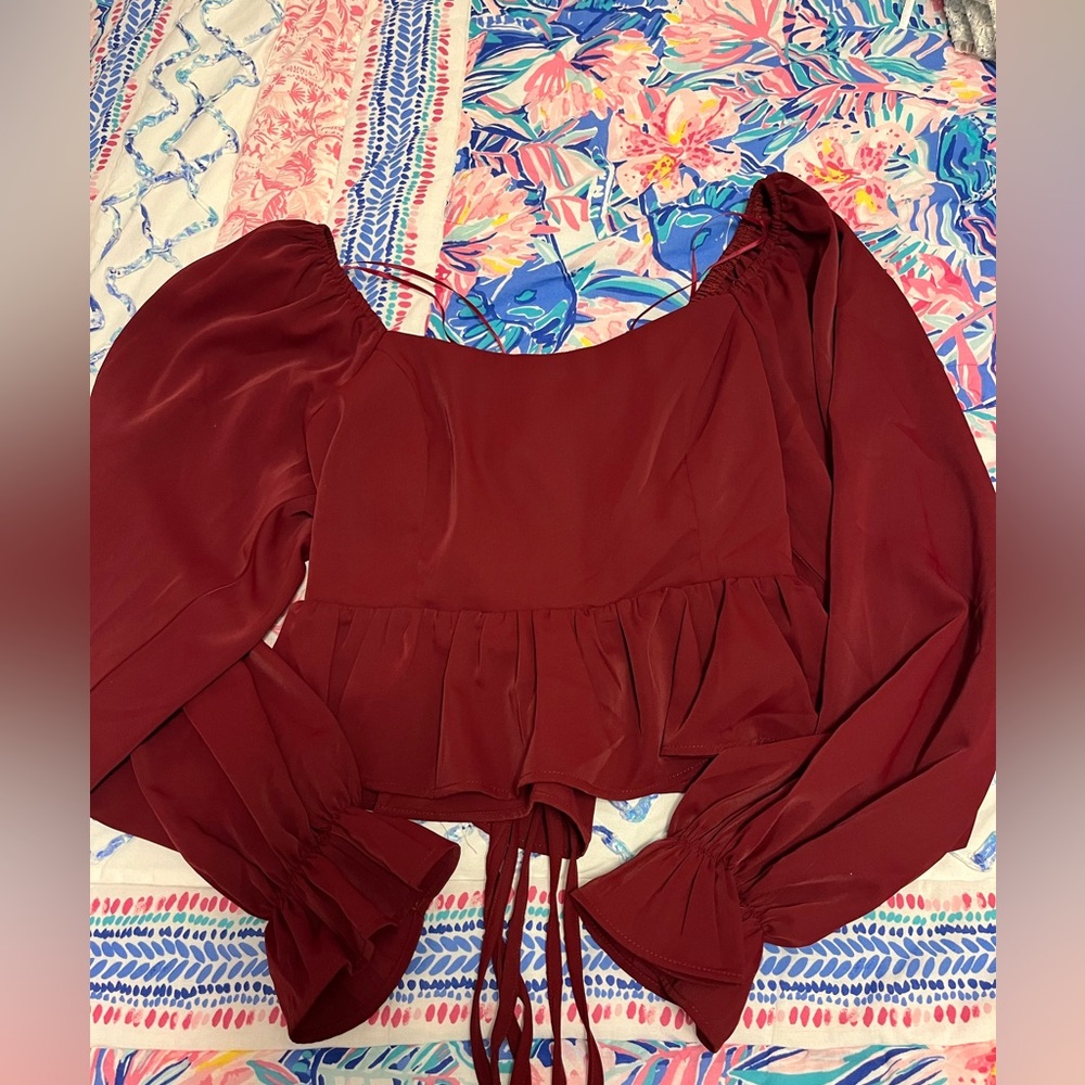 Vestique Burgundy Lace-Up Top